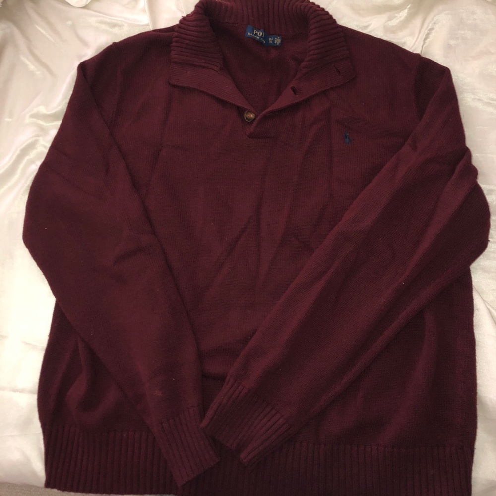 maroon polo half button up sweatshirt